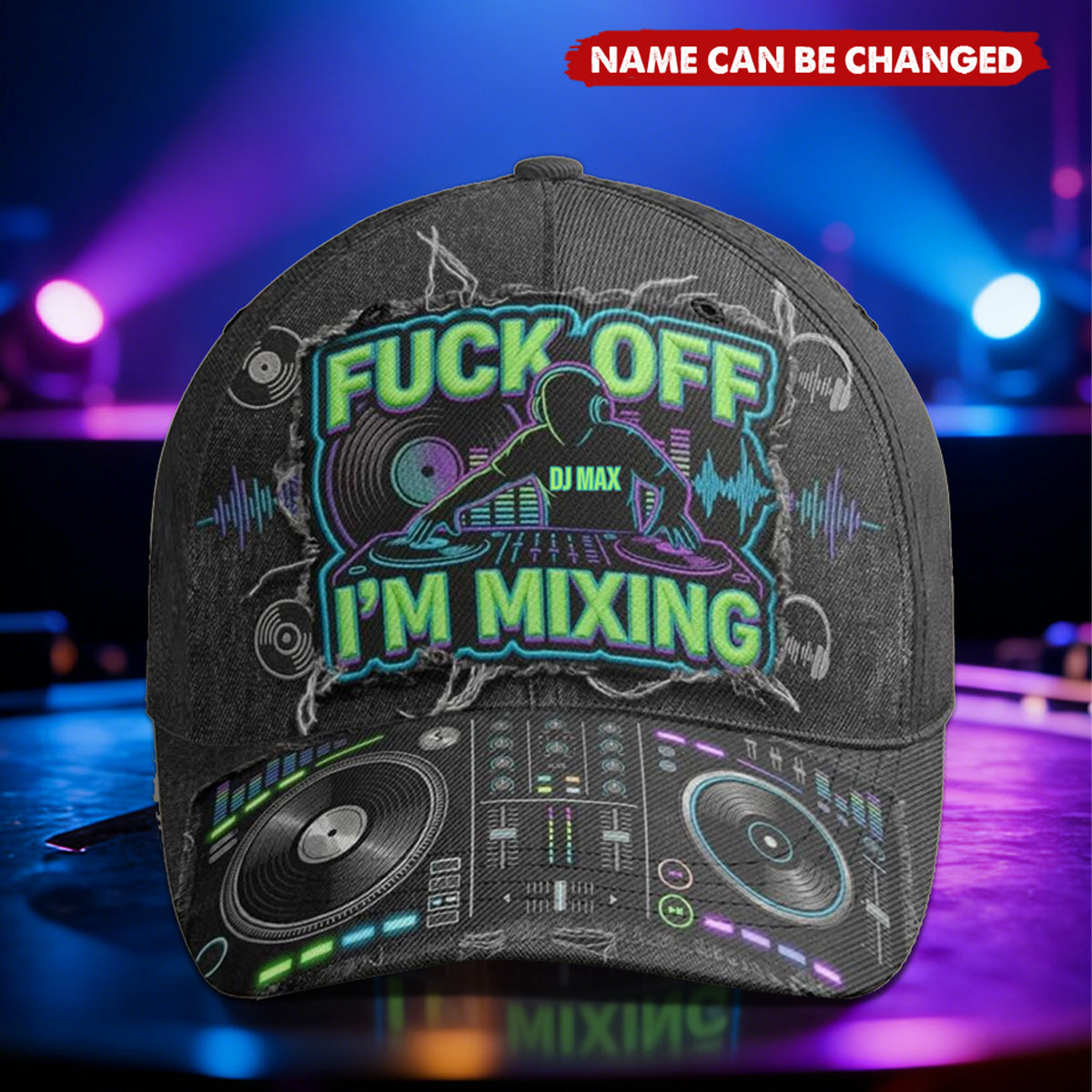 DJ Turntable Graphic Cap - Personalized Gift For Music Lovers