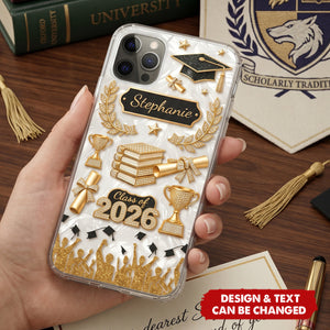 Custom Name Graduation Clear Phone Case, Grads Gift For Daughter From Mom Dad, Class Of 2026, Graduation Phone Case Gift For Her, Congrats