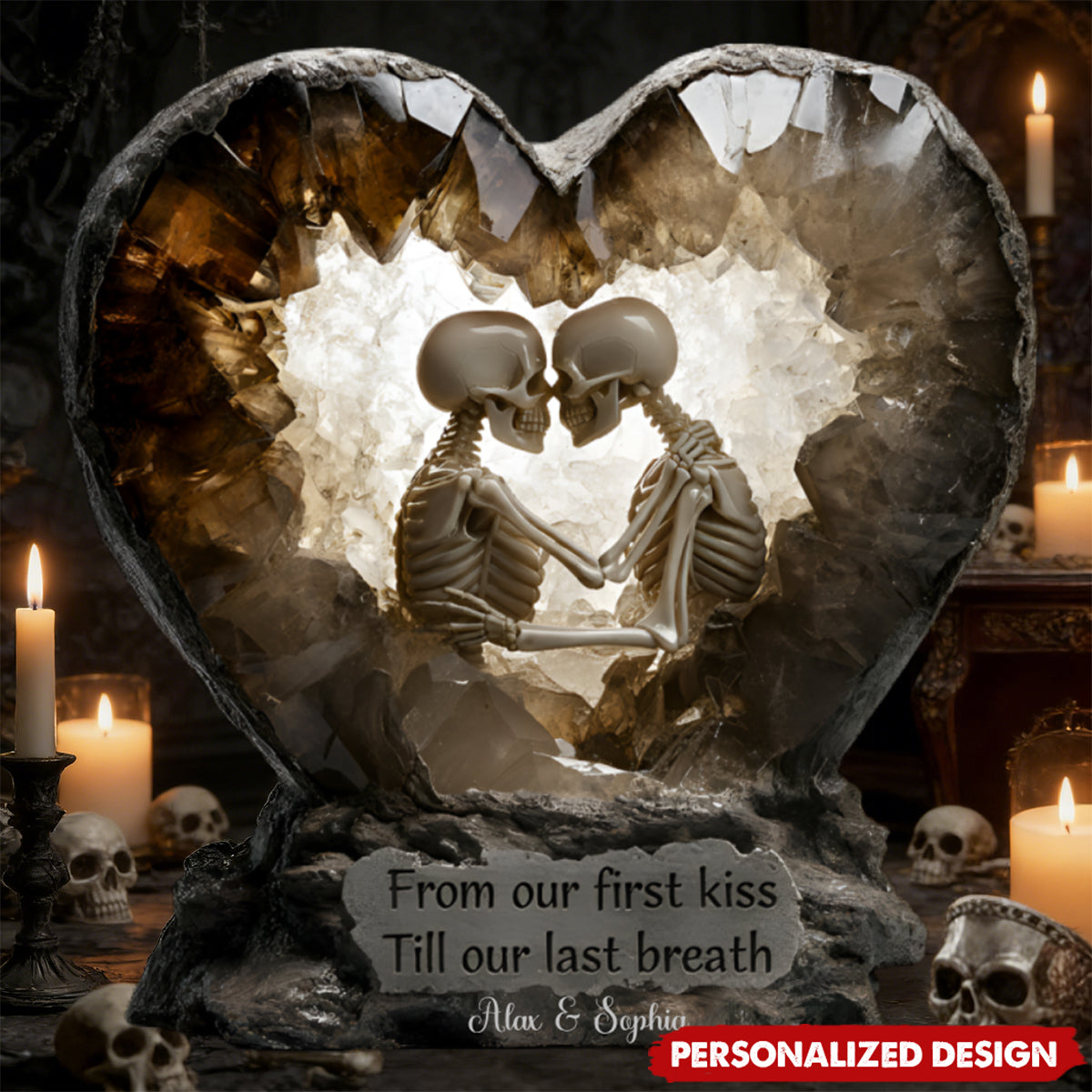 From Our First Kiss - Personalized Couple Acrylic Block Plaque - Anniversary, Valentine's Day Gift