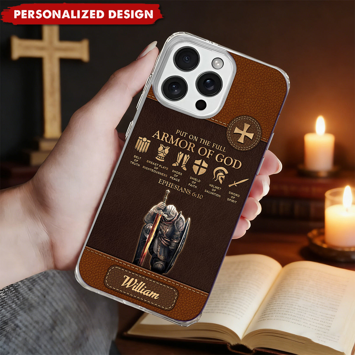 Put On The Full Armor Of God - Personalized Clear Silicone Phone Case