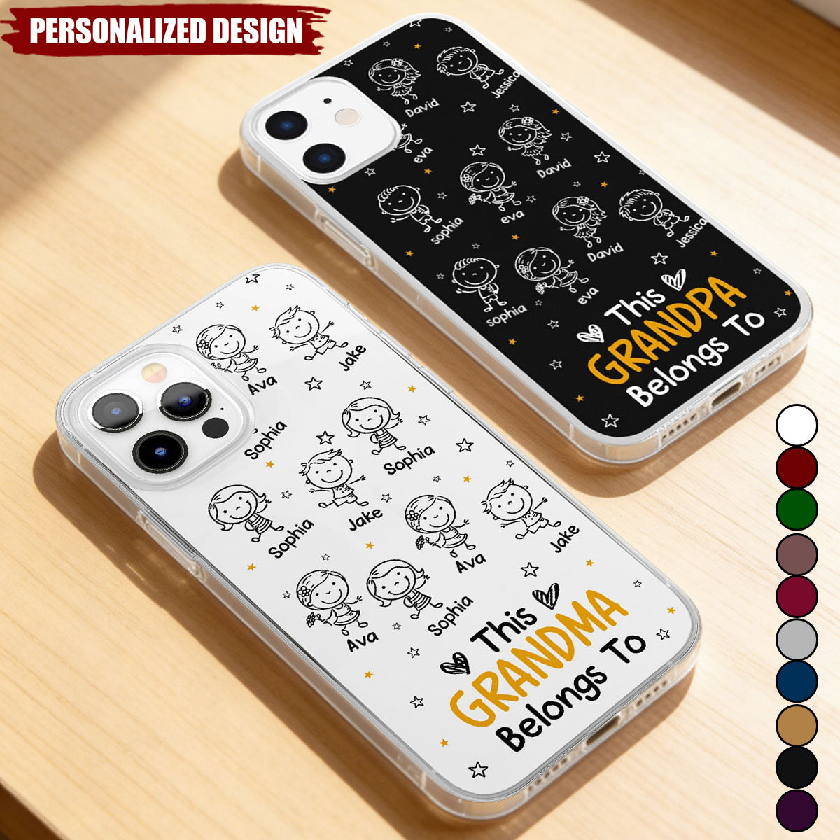 This Grandpa Grandma Belongs To - Personalized Clear Phone Case