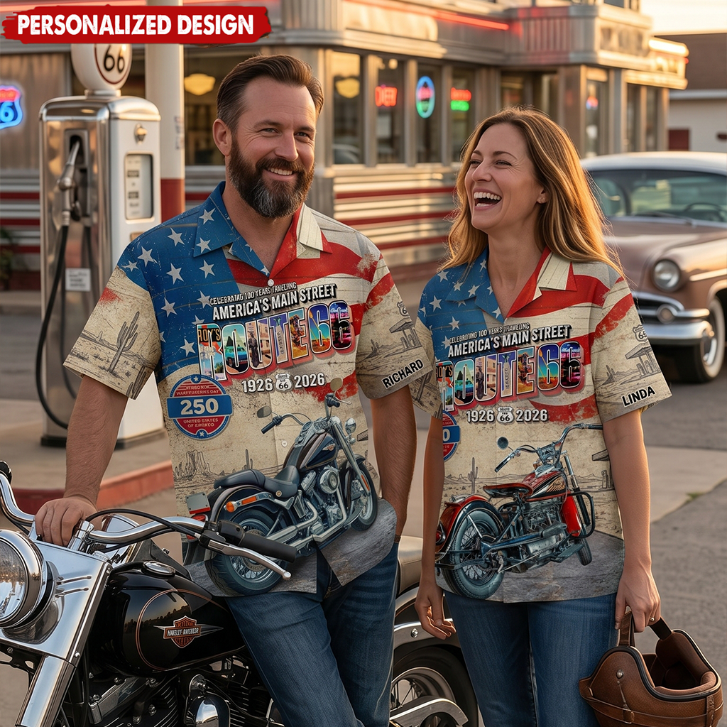 Heritage Road American Route 66 Vintage Hawaiian Shirt - Personalized Gifts For Bikers