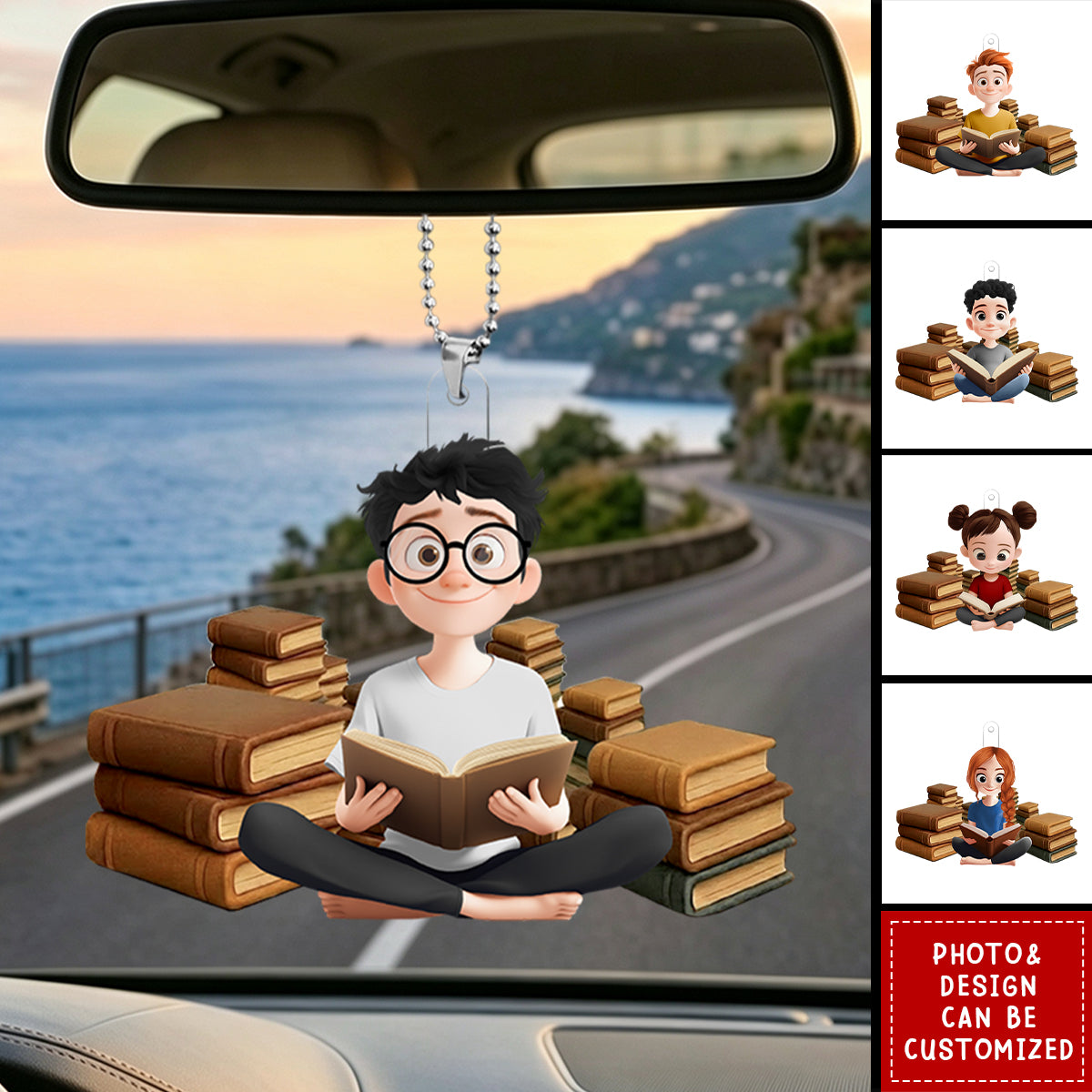 Books To Read For Kids & Book Lovers - Personalized Acrylic Car Ornament