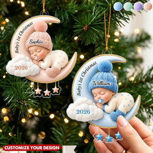 Custom Acrylic Ornament - Personalized Baby Shower, Gender Reveal Gifts For New Moms, New Dads, - Tiny Miracle Arrived