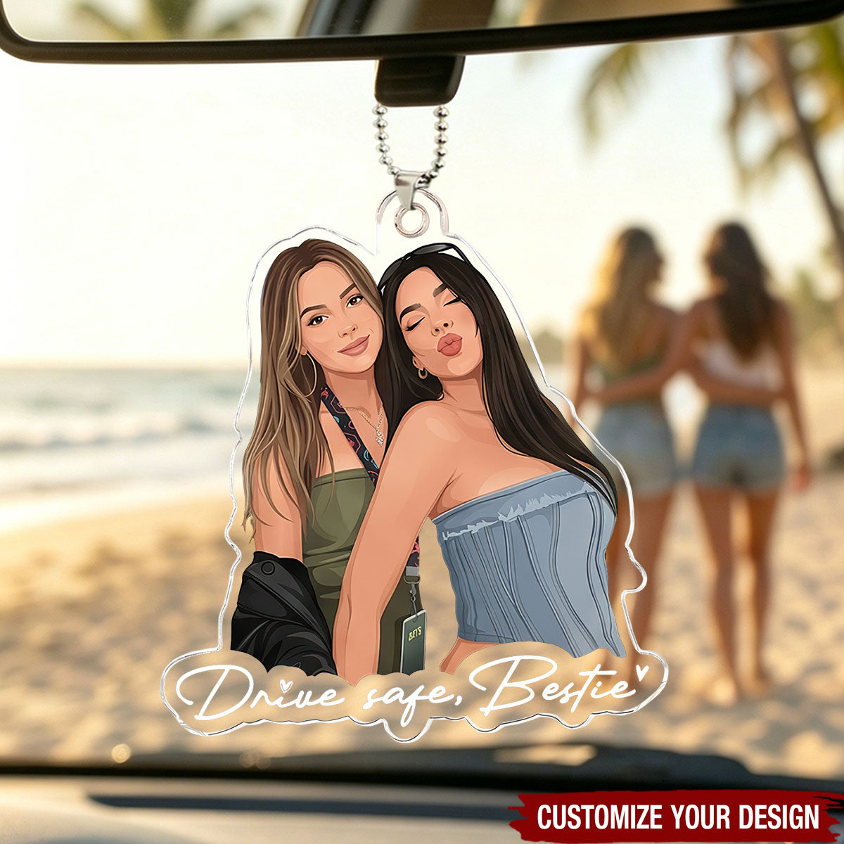 Turn Your Photo Into Art - Besties Forever, Friendship Thank You Gift - Personalized Acrylic Car Ornament