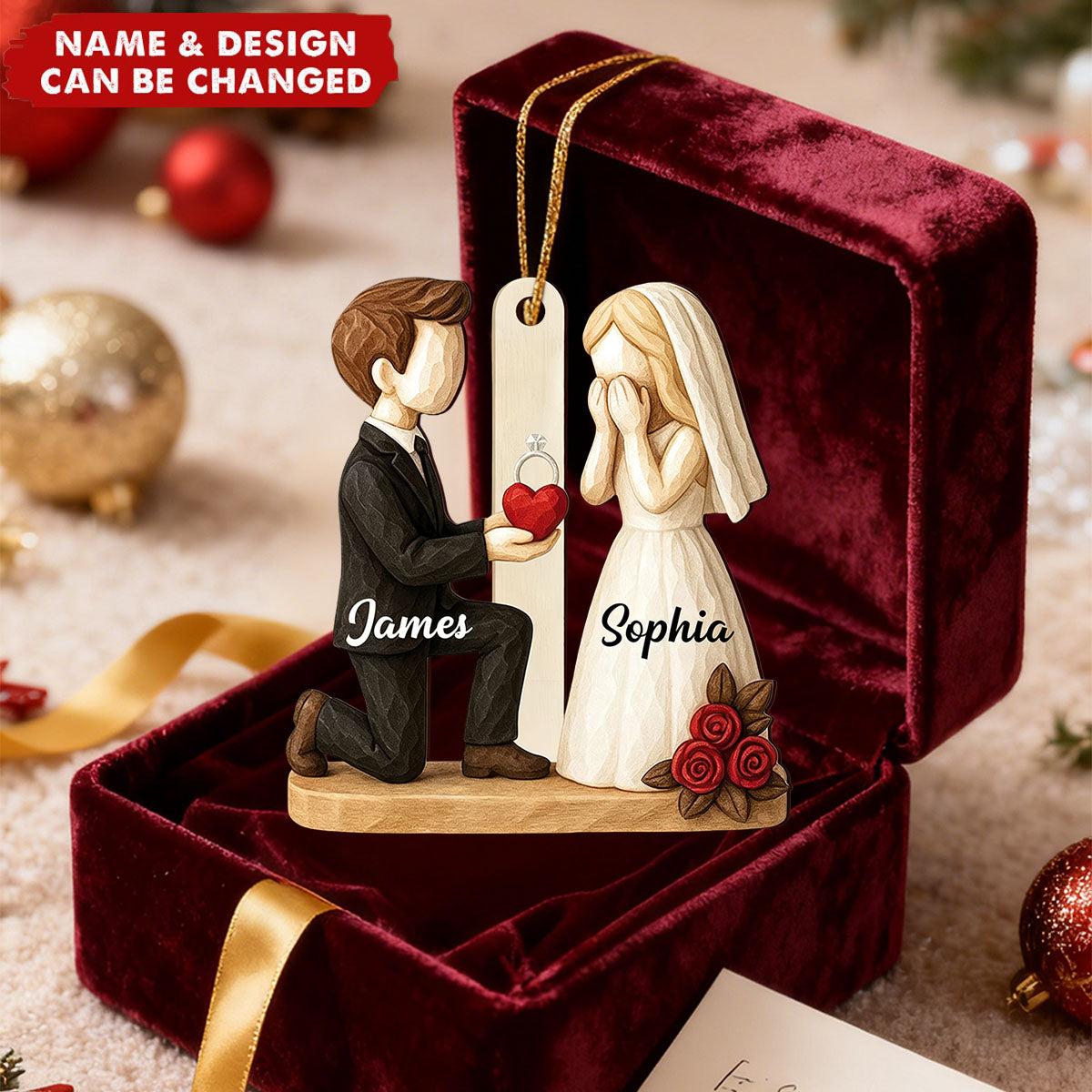 ''She Said Yes''- Personalized Couple Ornament, Newlyweds Gift