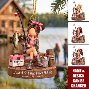 Personalized Acrylic Fishing Ornament - Custom Gift For Girl
