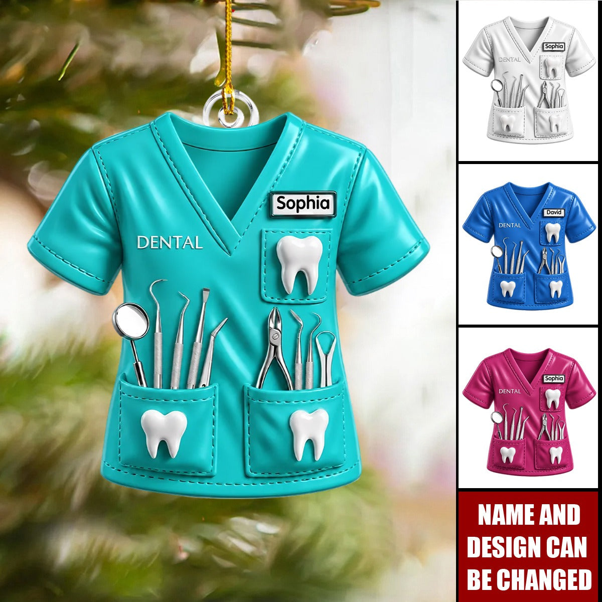 Dentist Uniform Custom Name - Personalized Acrylic Ornament