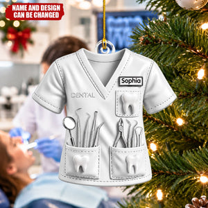 Dentist Uniform Custom Name - Personalized Acrylic Ornament