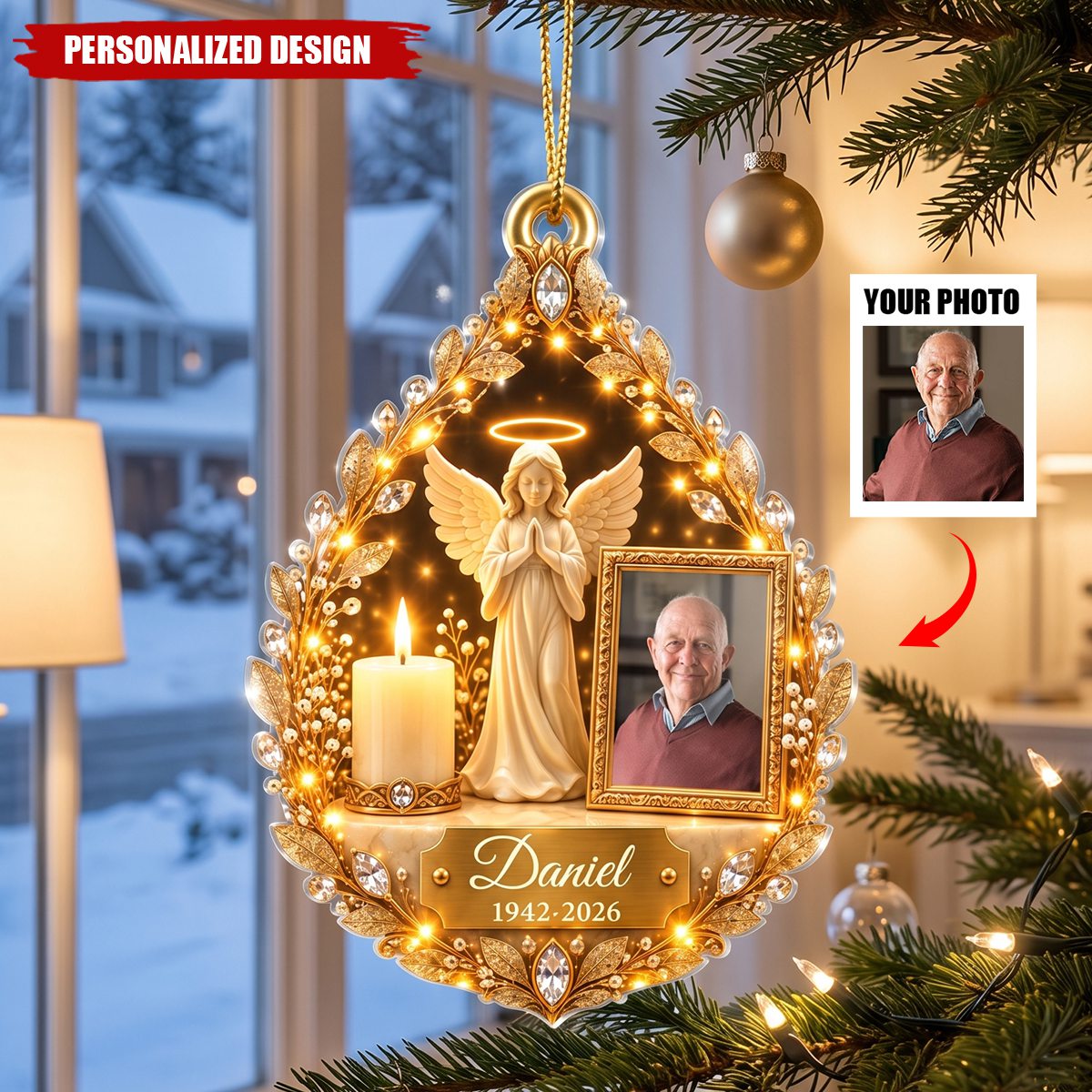 Guardian Angel Photo Memorial - Personalized Acrylic Ornament