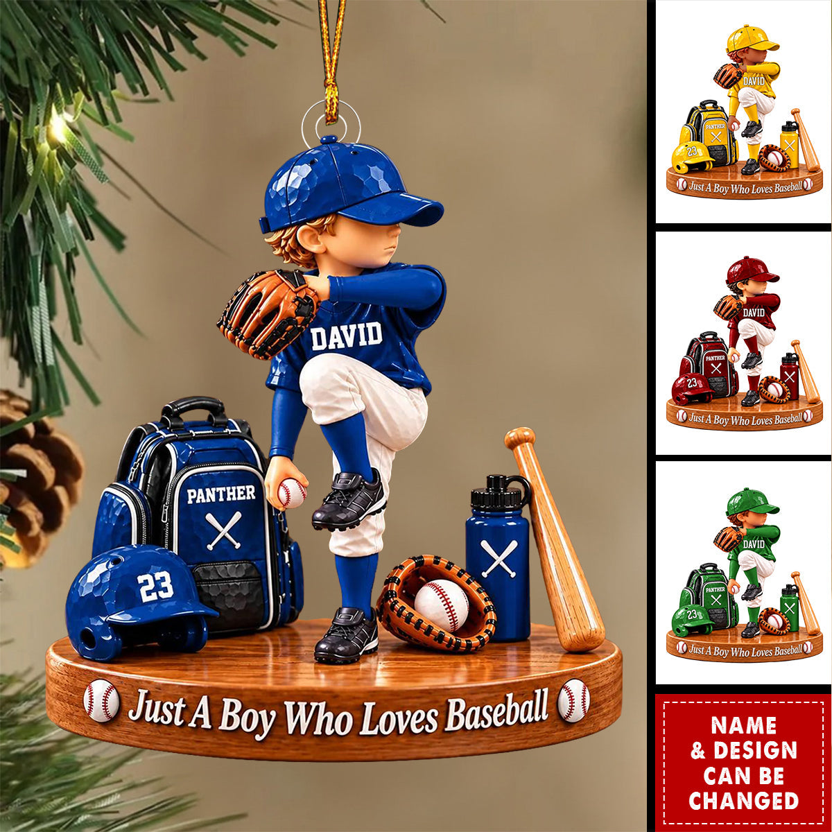 Just A Boy Who Loves Baseball, Personalized Baseball Ornament