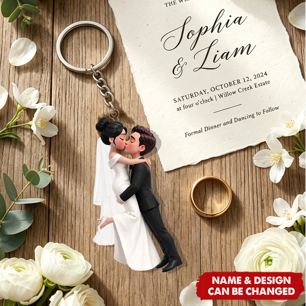 Wedding Couple - Personalized Acrylic Keychain-Wedding Gift Anniversary Gift Newlywed Gift