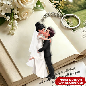 Wedding Couple - Personalized Acrylic Keychain-Wedding Gift Anniversary Gift Newlywed Gift
