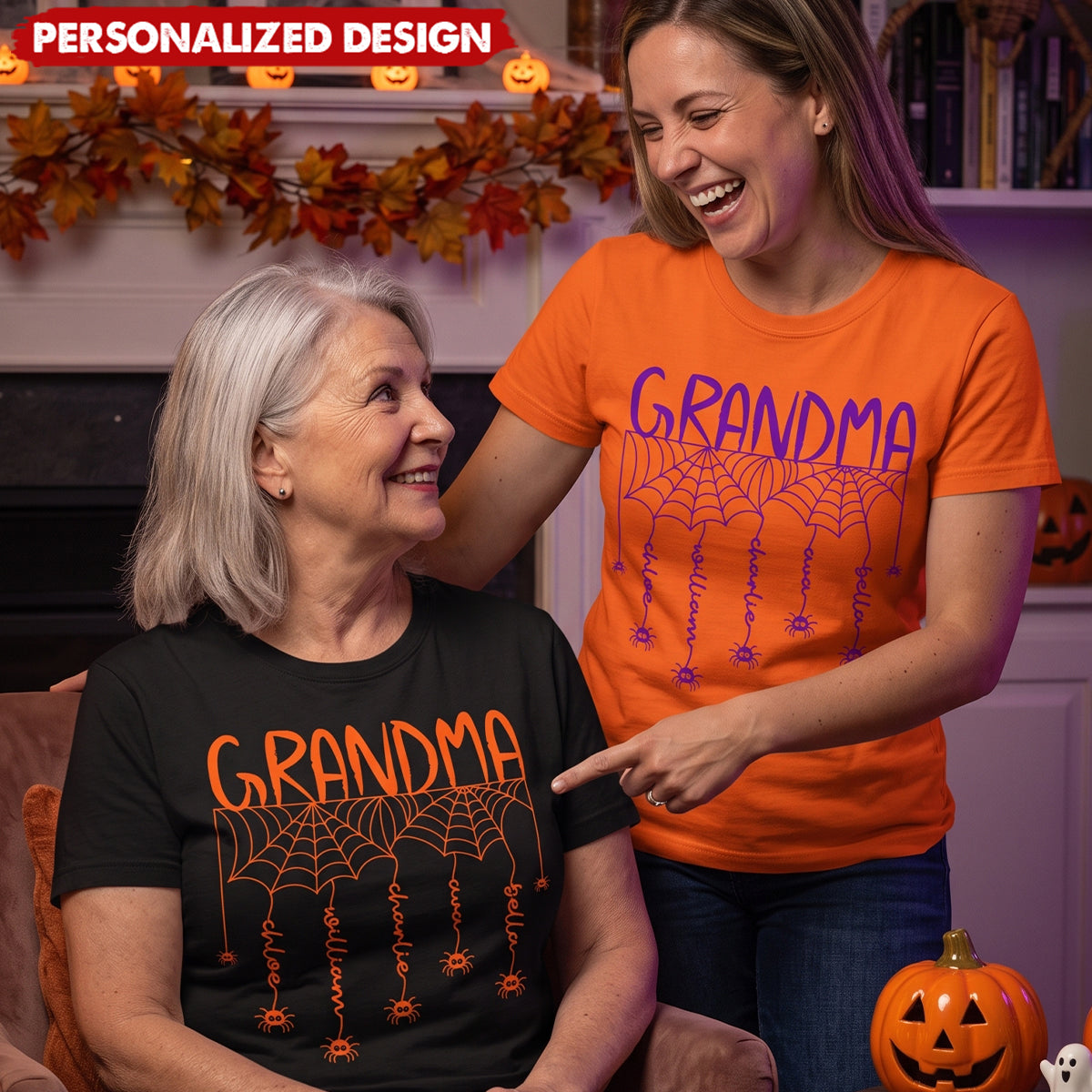 Grandma Spooky Spiders Web - Personalized Shirt