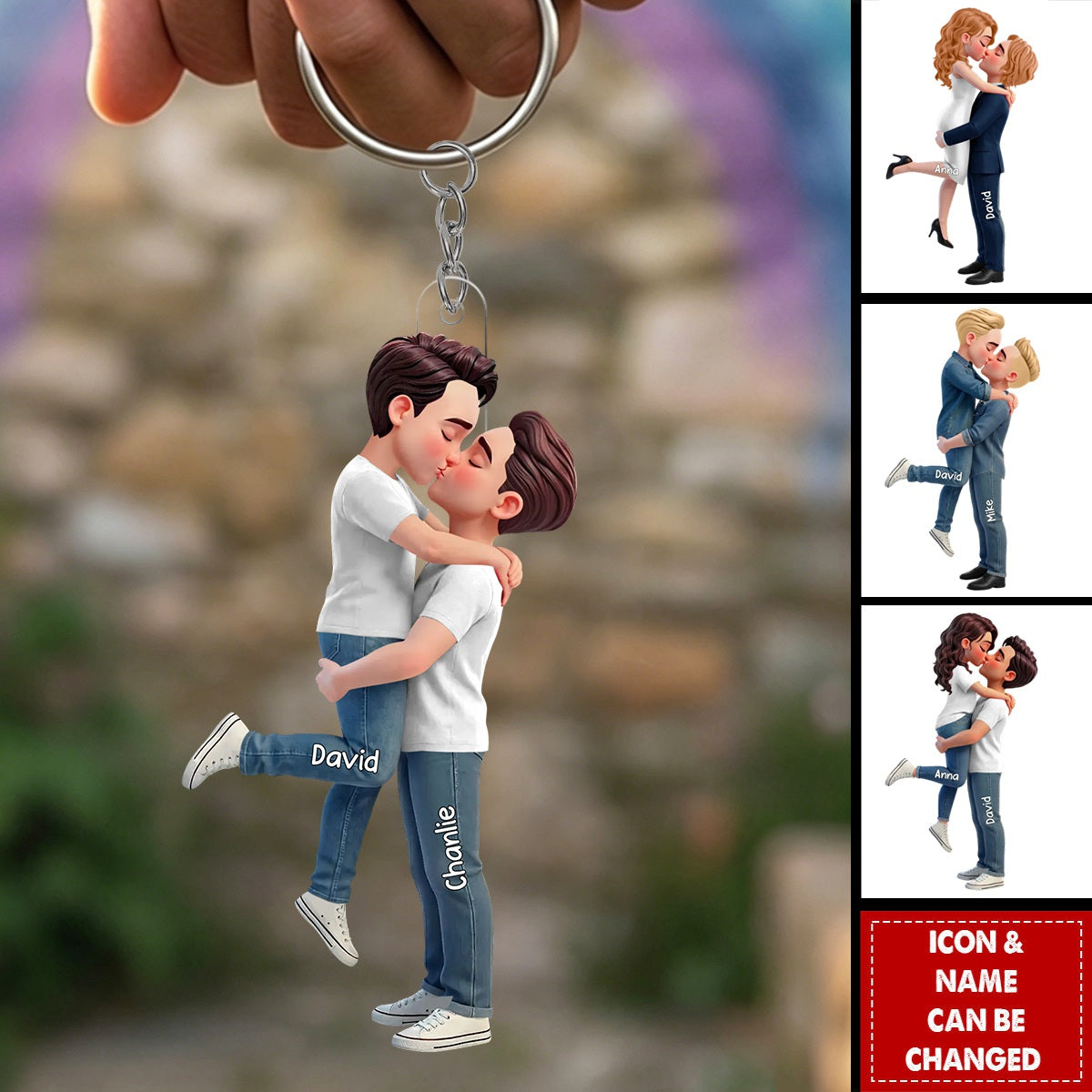 LGBT Couple - Personalized 2-Layered Acrylic Keychain - Gift For Couple, Happy Pride Month