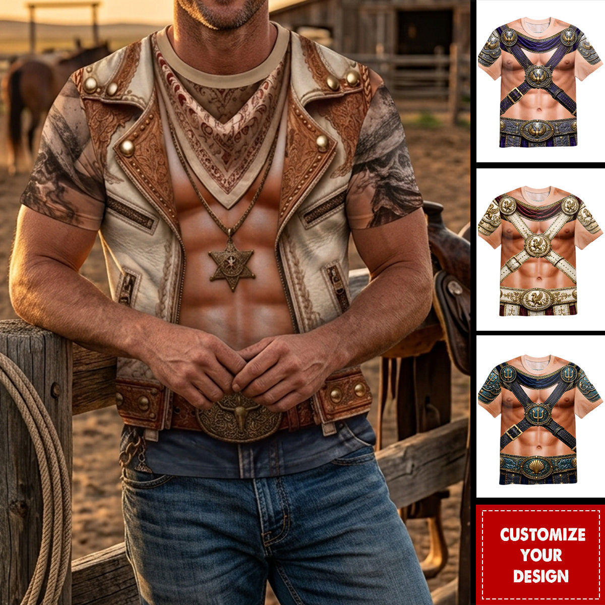 Custom Cowboy Warrior T-shirt - Personalized Birthday Gifts For Husband, Son, Grandson, Yourself - Cowboy Six Pack