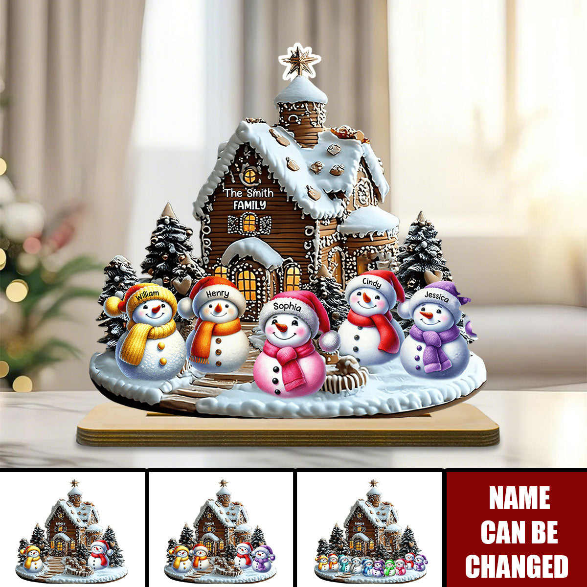 Merry Christmas Snowman - Personalized Family 1 Layered Big Freestanding