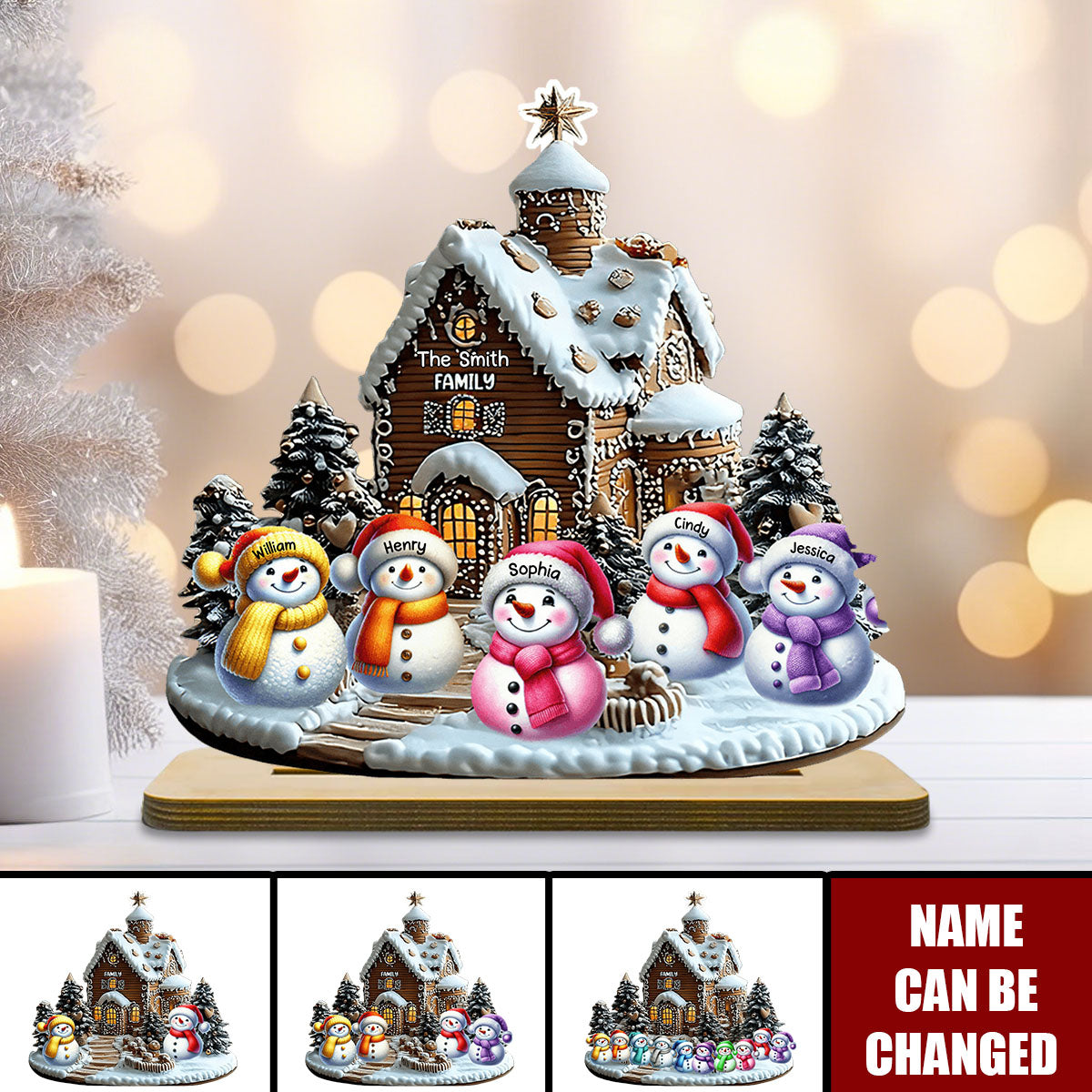 Merry Christmas Snowman - Personalized Family 1 Layered Big Freestanding