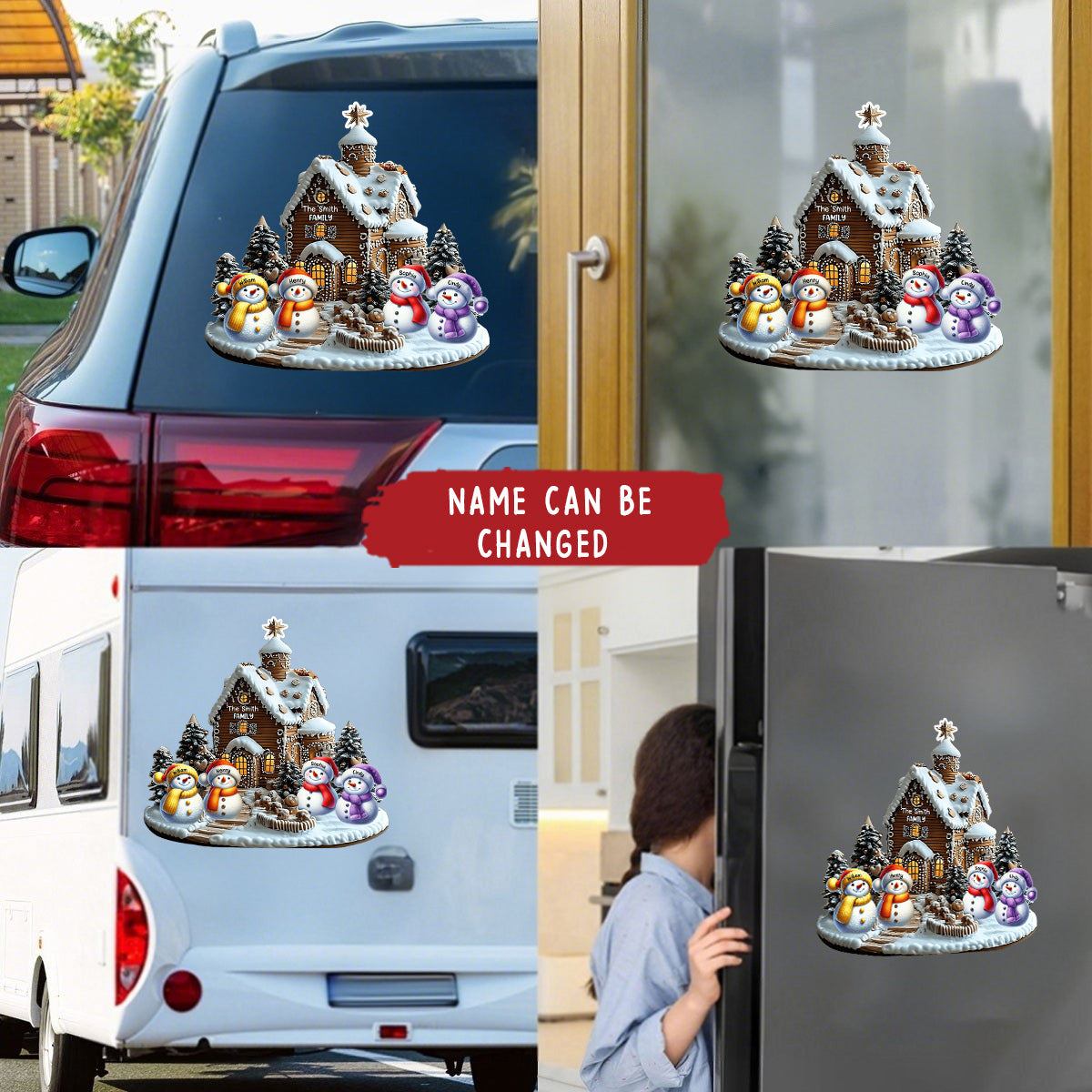 Merry Christmas Snowman - Personalized Sticker Decal