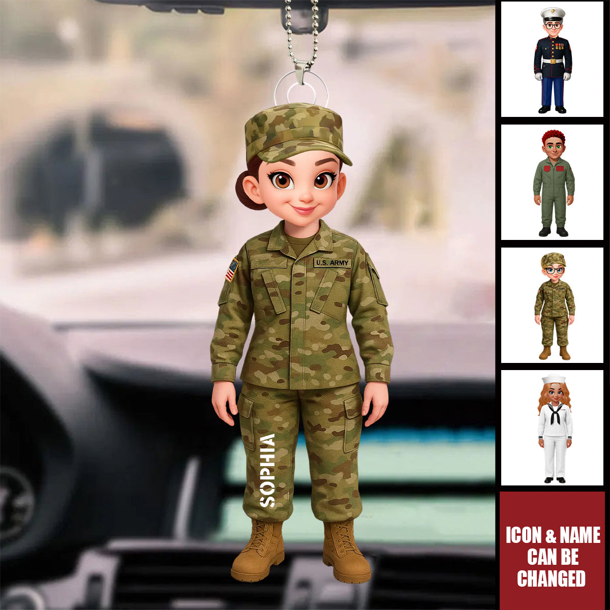 Military Action Figure - Personalized Acrylic car ornament