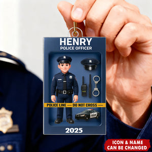 Police Officer Action Figure Personalized Acrylic Ornament - Special Gift For Police