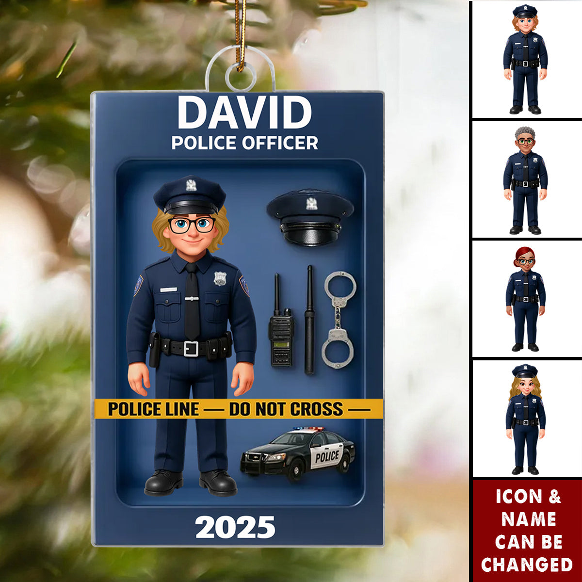 Police Officer Action Figure Personalized Acrylic Ornament - Special Gift For Police