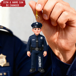 Police Officer Action Figure Personalized Acrylic Ornament