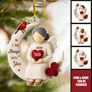 Roses Wooden Texture Memorial On Moon - Personalized Acrylic Ornament