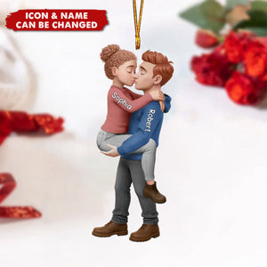 Personalized Romantic Kissing Couple Acrylic Ornament - Love In Every Piece
