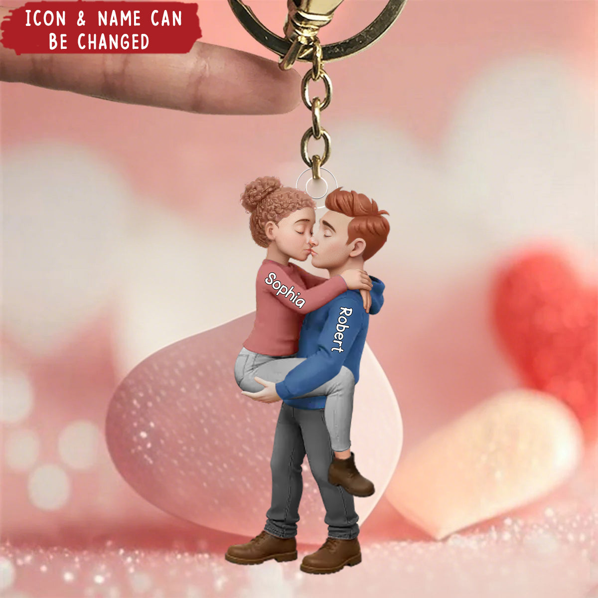 Personalized Romantic Kissing Couple Acrylic Keychain - Love In Every Piece