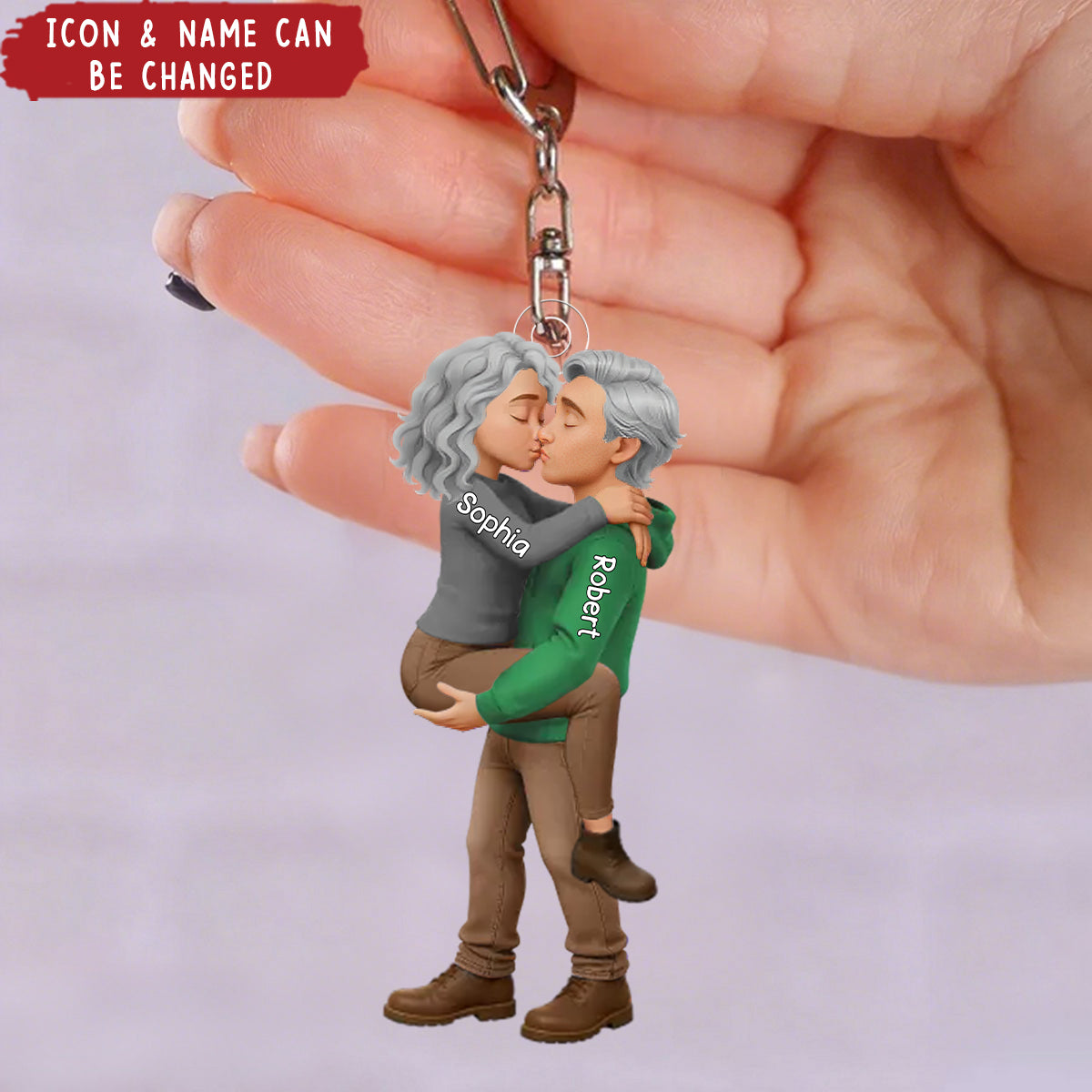 Personalized Romantic Kissing Couple Acrylic Keychain - Love In Every Piece