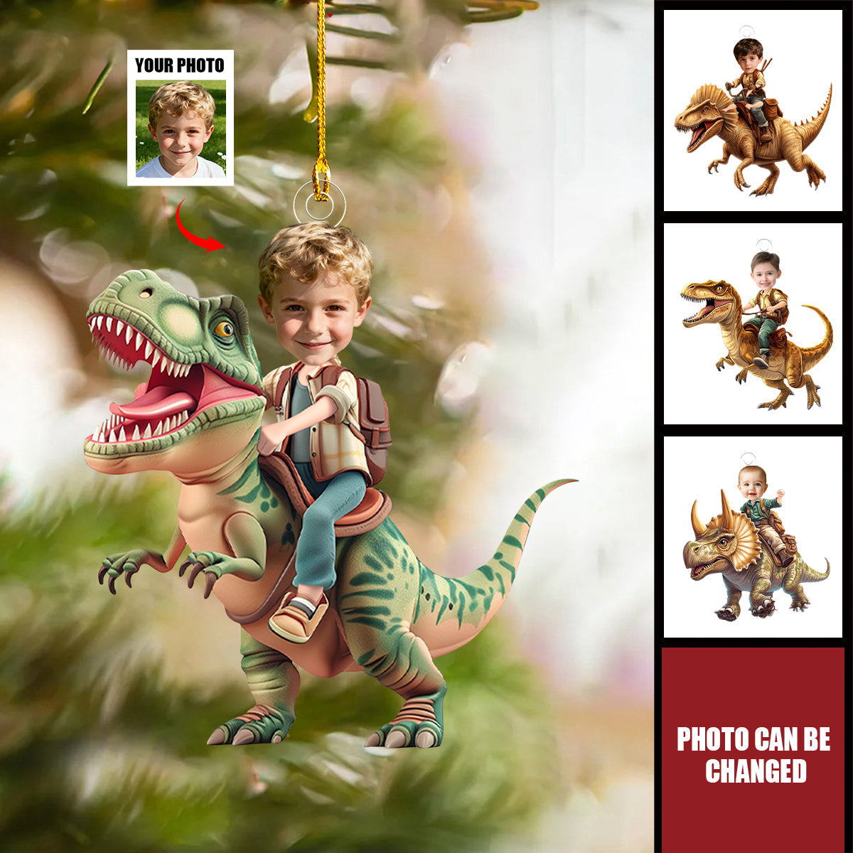Adventure Riding Dinosaur - Favorite Dino For Kids - Personalized Acrylic Photo Ornament