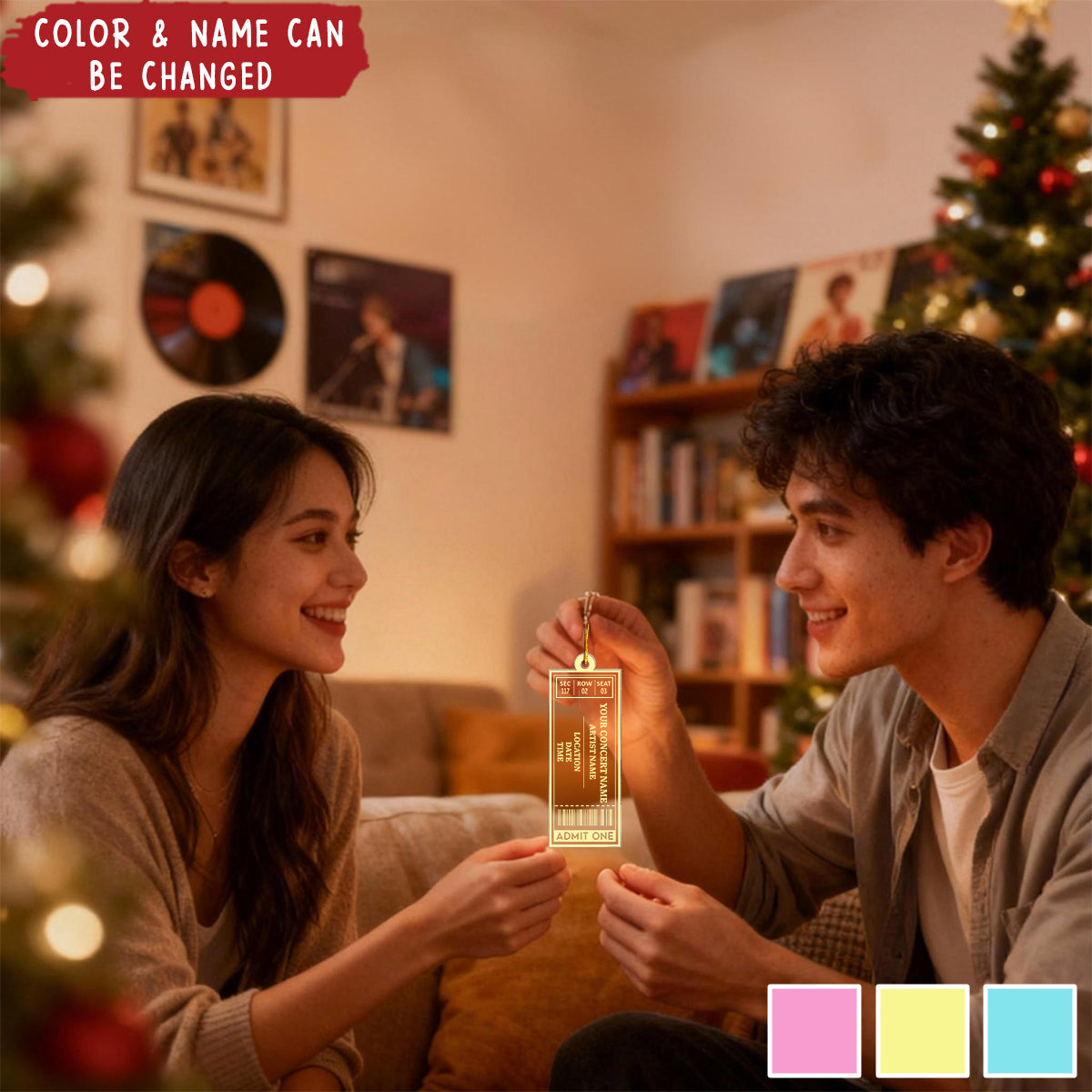 Favorite Music Concert Ticket - Personalized Acrylic Ornament - Christmas Gift For Music Lovers