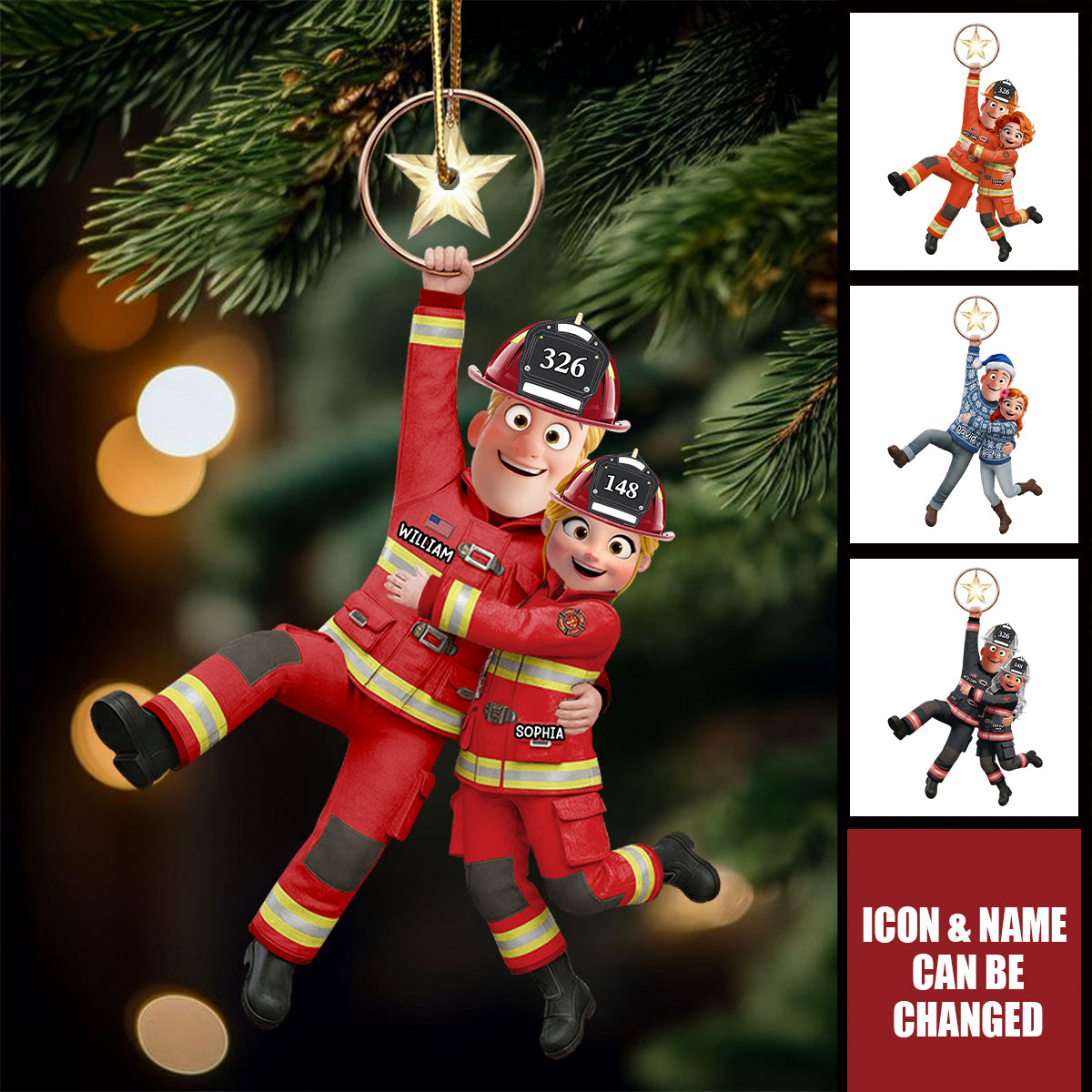 Firefighter Couple Hanging Ornament - Personalized Gifts For Couple