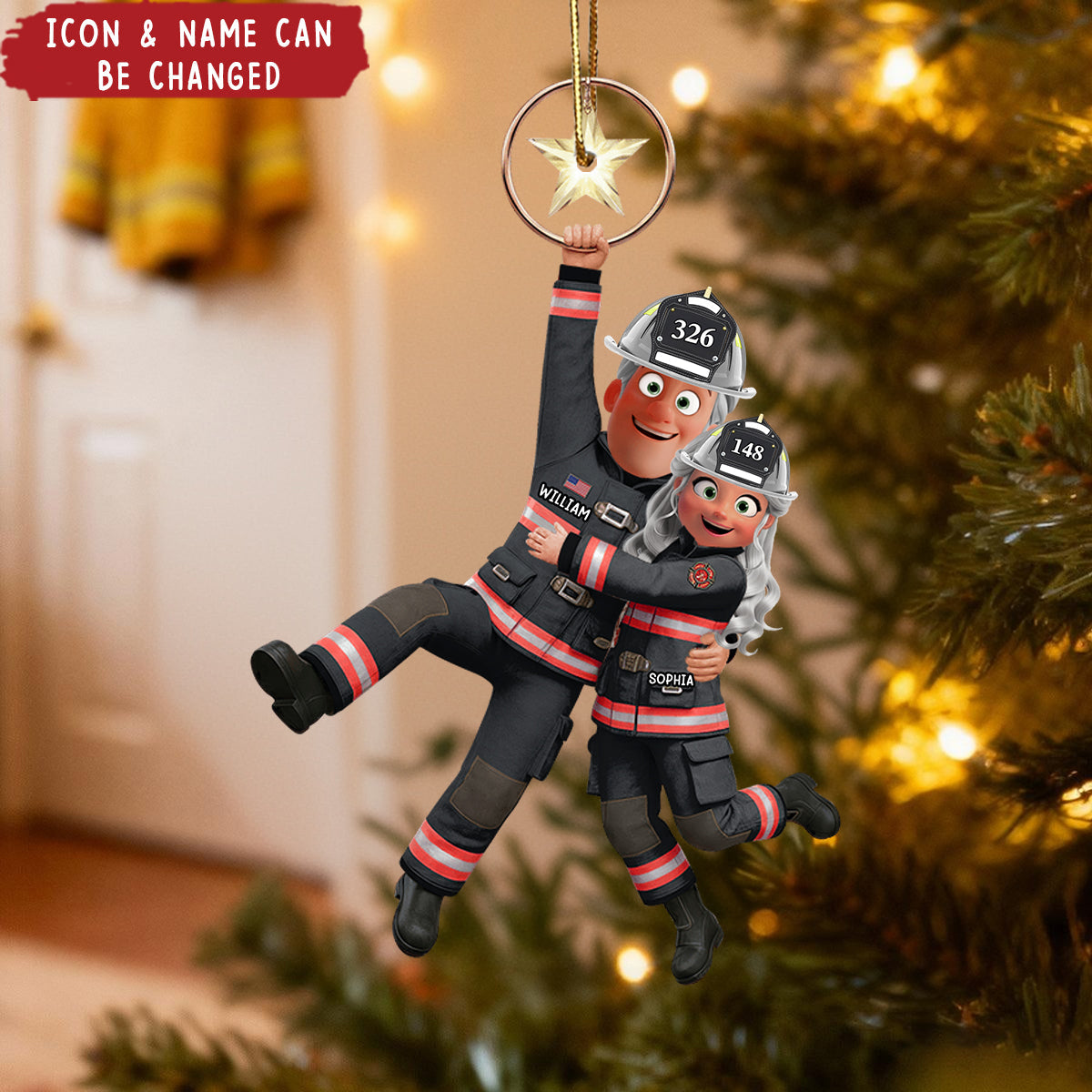 Firefighter Couple Hanging Ornament - Personalized Gifts For Couple