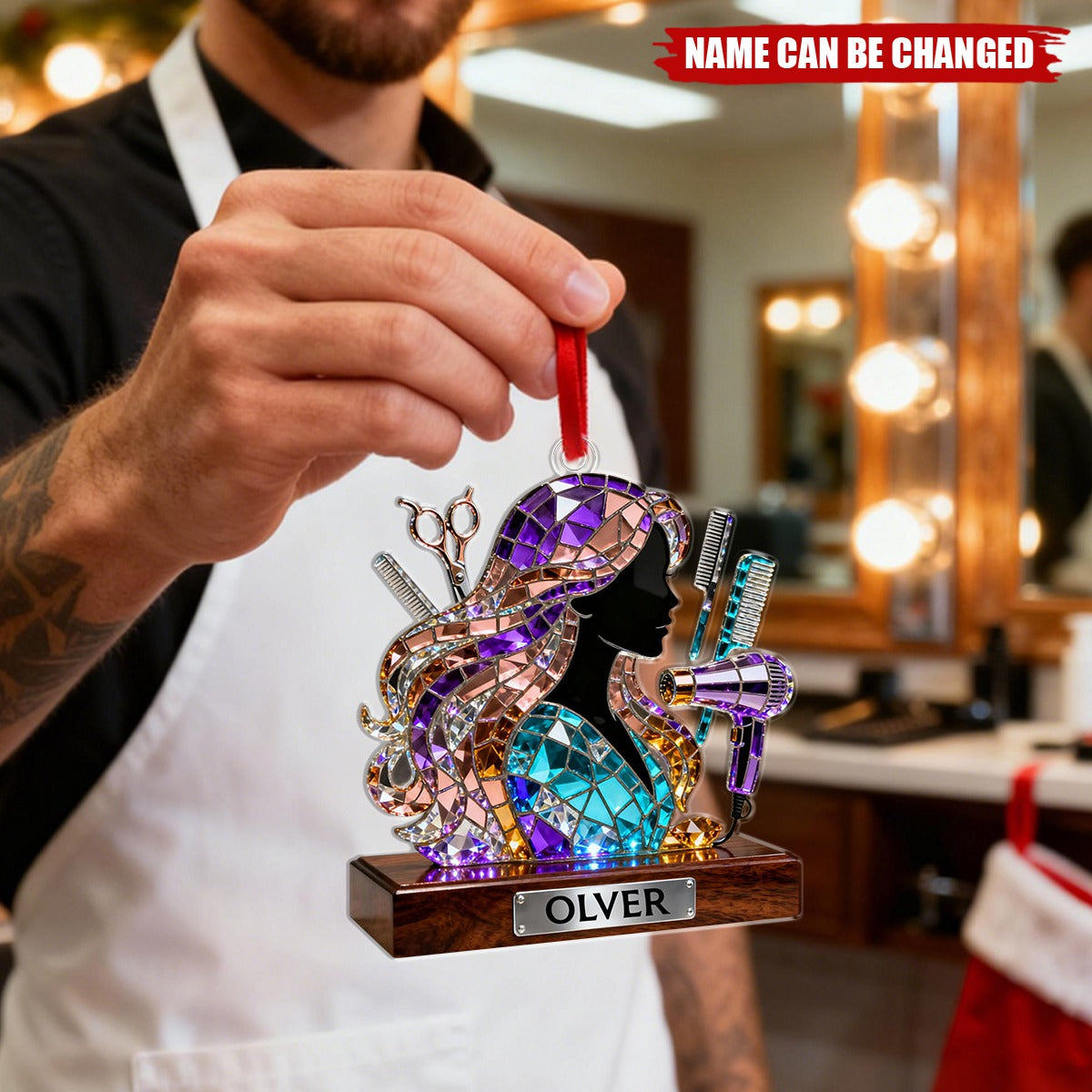 Hair Stylist Ornament Personalized, Hairdresser Christmas Tree Decor,  Salon Gift, Barber Hairstylist Ornament for Women
