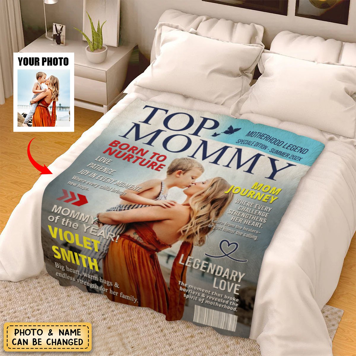 Personalized Mommy Magazine Blanket – Mom Gift, Mother’s Day Gift, Mom Birthday Gift Idea