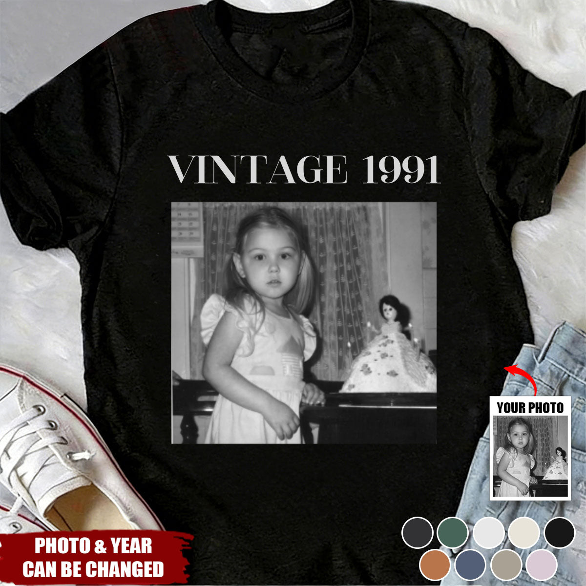 Vintage Photo And Year - Personalized Comfort Tee