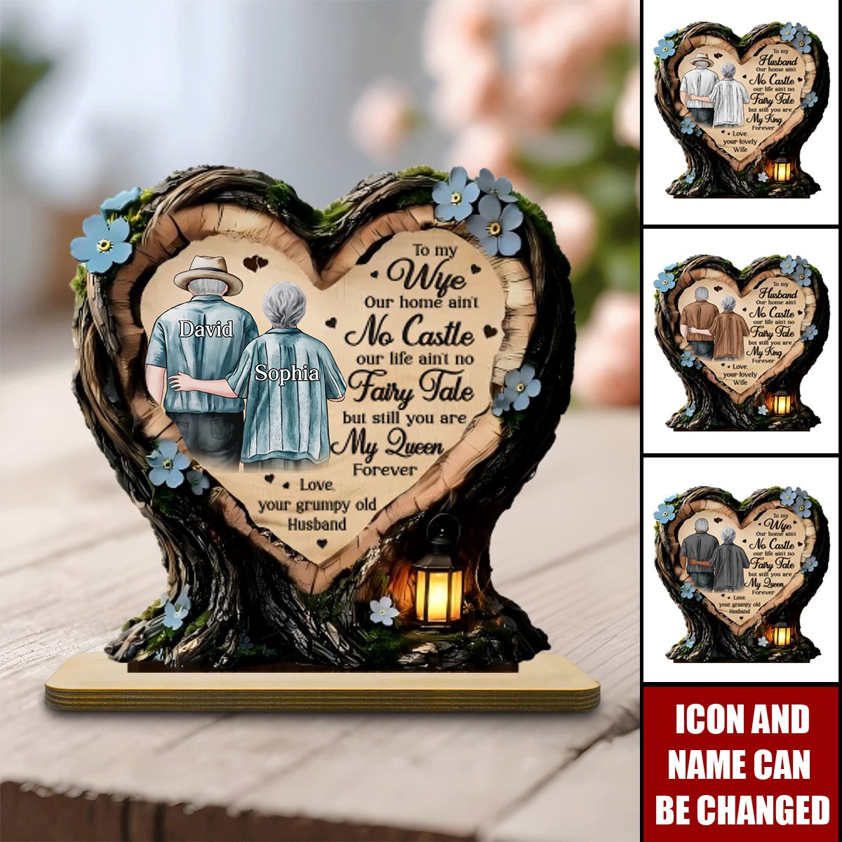 Custom 2-Layered Wooden Plaque - Anniversary Wedding Gifts For Husband And Wife - Where Love Learned To Stay