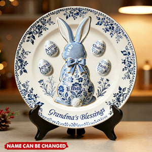 Grandma's Blessing Round Plate - Personalized Easter's Day Gift For Grandma
