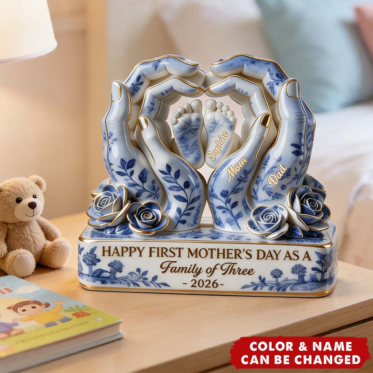 Toile De Jouy Family First Mother's Day Plaque - Personalized Gifts For Moms