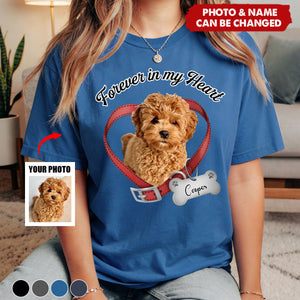 Custom Photo Forever In My Heart Dog Memorial Dark Shirt