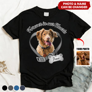 Custom Photo Forever In My Heart Dog Memorial Dark Shirt