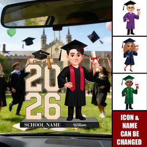 Class Of 2026 2027 Senior - Personalized Acrylic Car Ornament - Graduation Gift For Graduates, Daughter, Son
