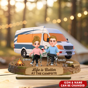 Eternal Love Couple Camping Partners For Life - Personalized 2-Layered Wooden Plaque - Valentine's Day Gift For Couple, For Campers