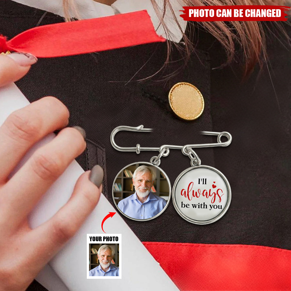 Memorial On Graduation Day - Personalized Lapel Pin With Charms