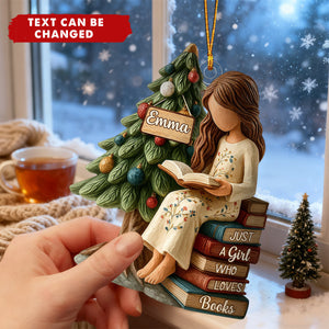 Just A Girl Who Loves Books Personalized Acrylic Ornament - Bookworm Reading Gift For Book Lover