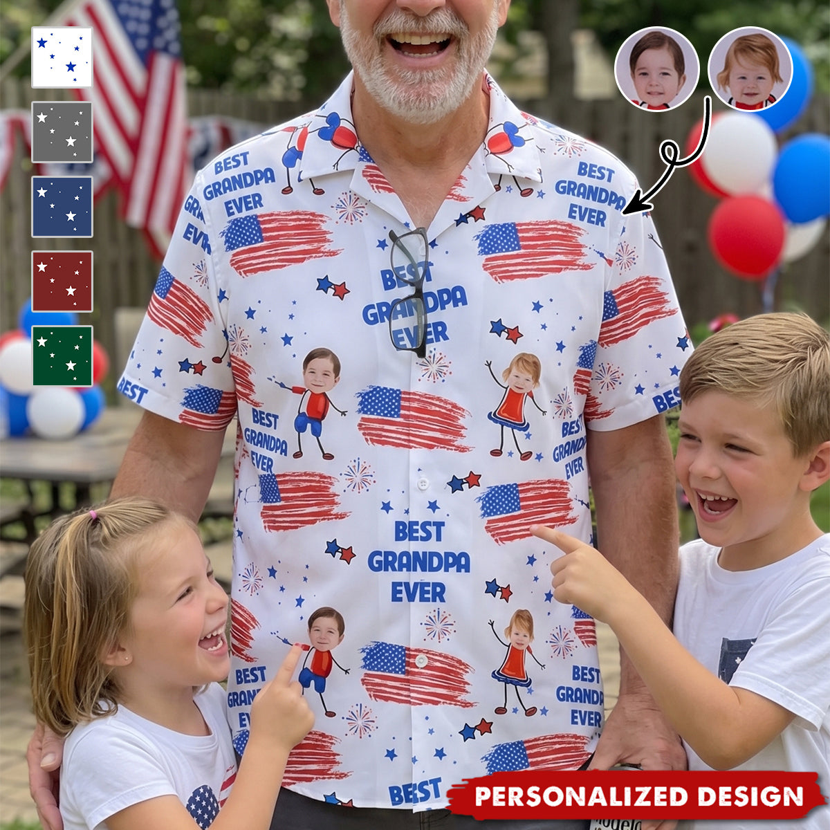 Best Grandpa Dad Ever Custom Kid's Photo - Personalized Hawaiian Shirt - Gifts For Dad, Grandpa