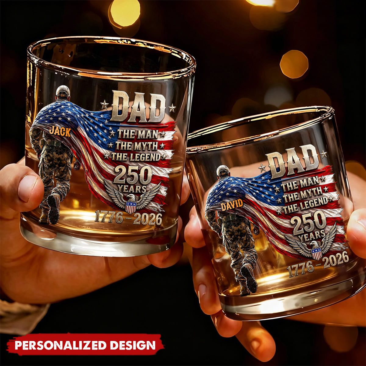 250th America The Patriot Legend Glass - Personalized Whiskey Glass, Gift For Dad,  Grandpa