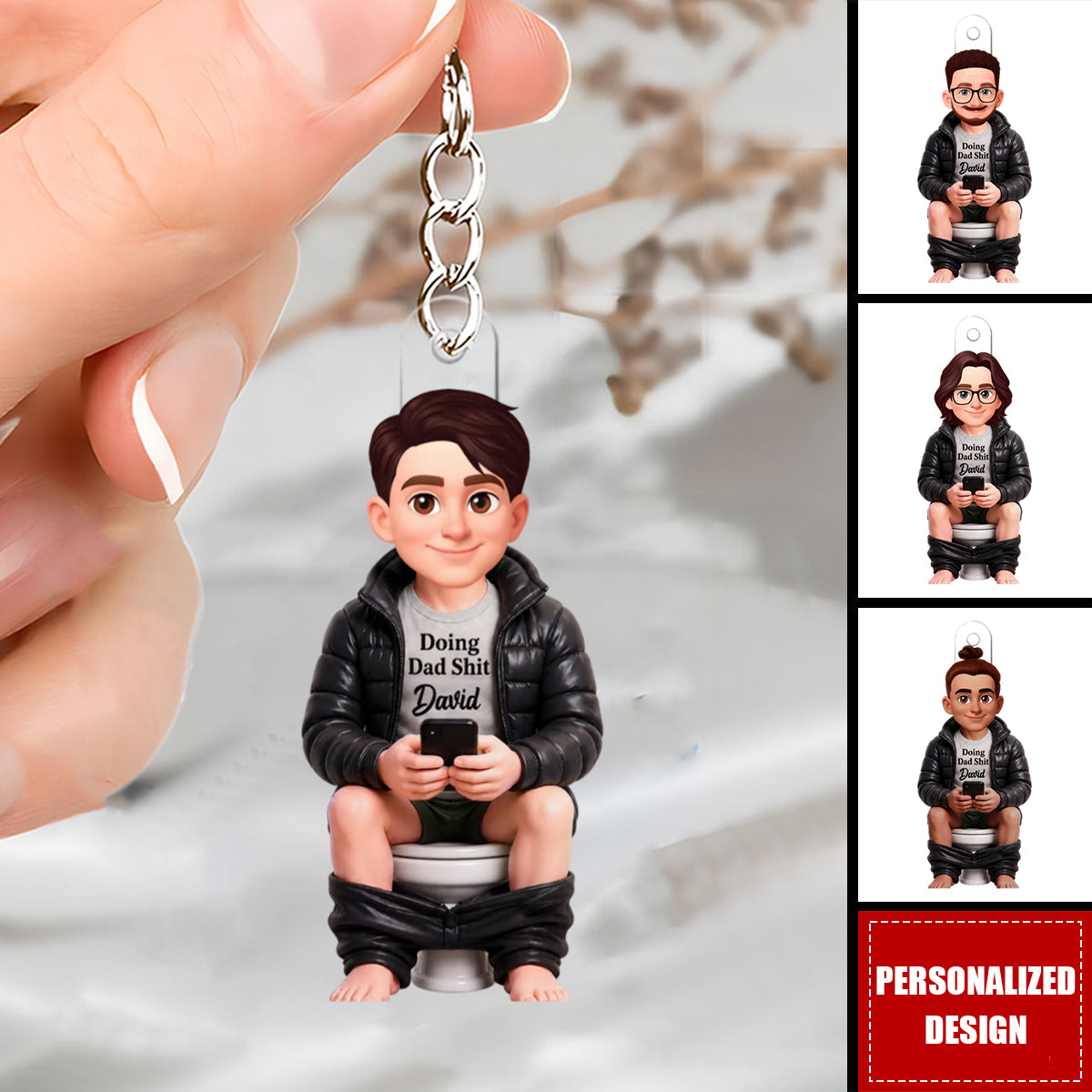 Doing Dad Sh*t Funny - Personalized Acrylic Keychain - Funny Father's Day Gift for Dad, Husband